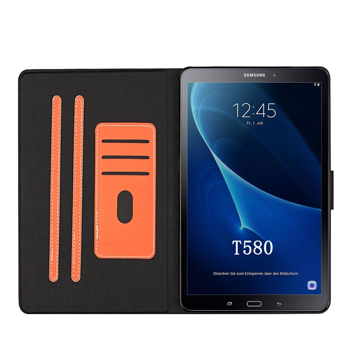 For Samsung Galaxy Tab A 10.1 T580/T585 (2016) Solid Color Horizontal Flip Leather Case with Card Slots & Holder & Sleep / Wake-up Function