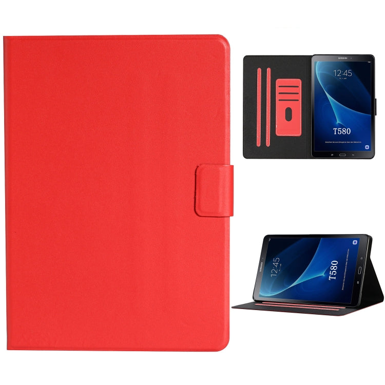 For Samsung Galaxy Tab A 10.1 T580/T585 (2016) Solid Color Horizontal Flip Leather Case with Card Slots & Holder & Sleep / Wake-up Function