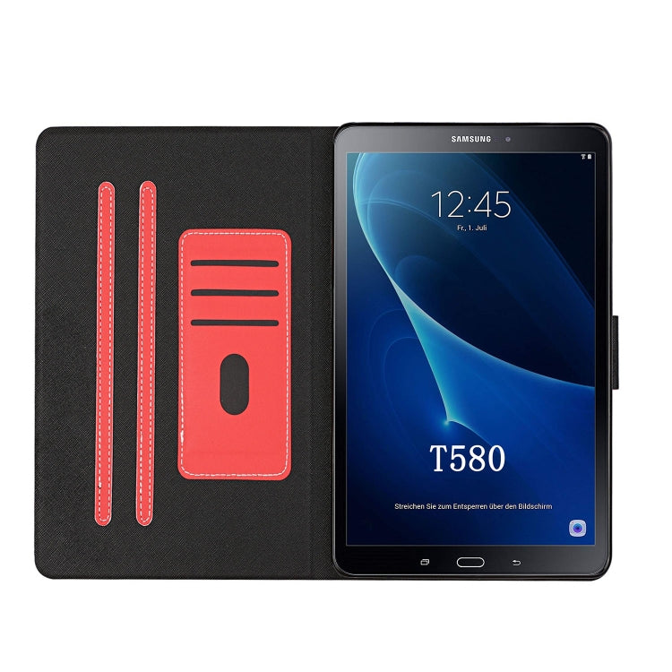 For Samsung Galaxy Tab A 10.1 T580/T585 (2016) Solid Color Horizontal Flip Leather Case with Card Slots & Holder & Sleep / Wake-up Function