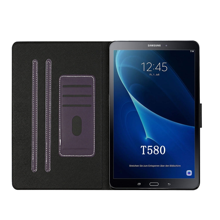 For Samsung Galaxy Tab A 10.1 T580/T585 (2016) Solid Color Horizontal Flip Leather Case with Card Slots & Holder & Sleep / Wake-up Function