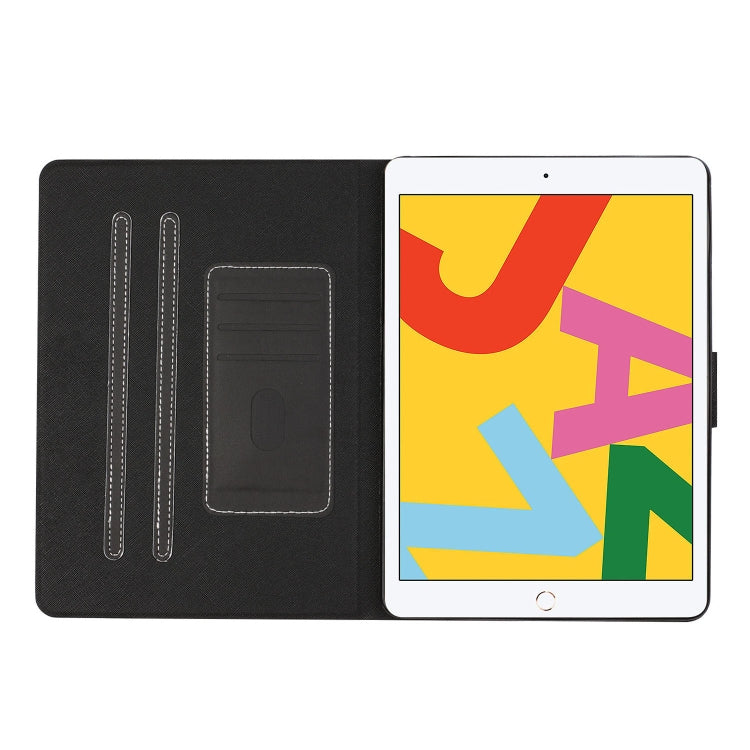 For iPad 10.2 Solid Color Horizontal Flip Leather Case with Card Slots & Holder & Sleep / Wake-up Function