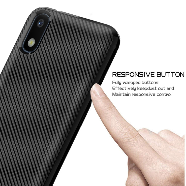 For Samsung Galaxy A01(EU Version) Carbon Fiber Texture Shockproof TPU Protective Case