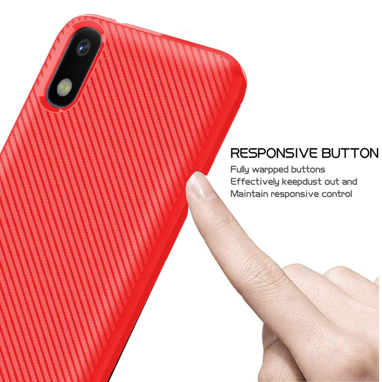 For Samsung Galaxy A01(EU Version) Carbon Fiber Texture Shockproof TPU Protective Case