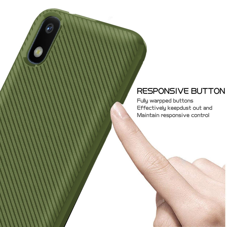 For Samsung Galaxy A01(EU Version) Carbon Fiber Texture Shockproof TPU Protective Case