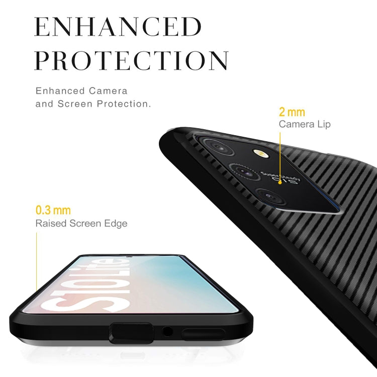 For Samsung Galaxy M60s / A81 / Note 10 Lite Carbon Fiber Texture Shockproof TPU Protective Case
