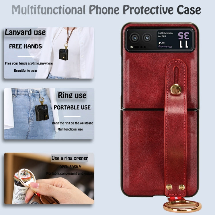 For Motorola Razr 40 Wristband Leather Back Phone Case