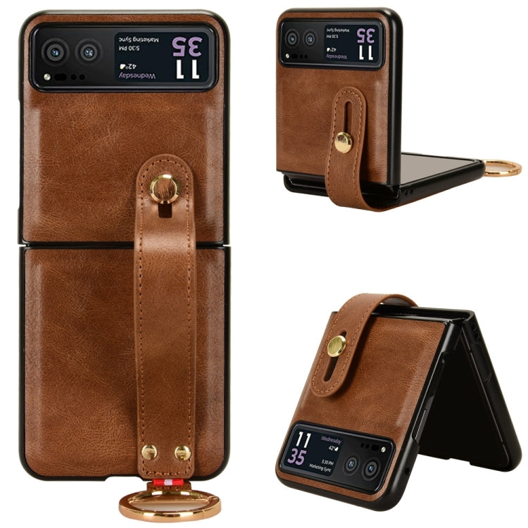 For Motorola Razr 40 Wristband Leather Back Phone Case