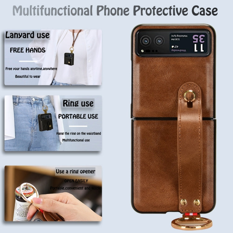 For Motorola Razr 40 Wristband Leather Back Phone Case