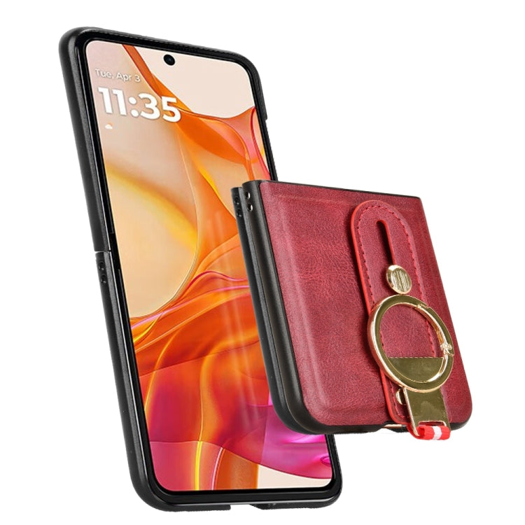 For Motorola Razr 50 Ultra Wristband Leather Back Phone Case