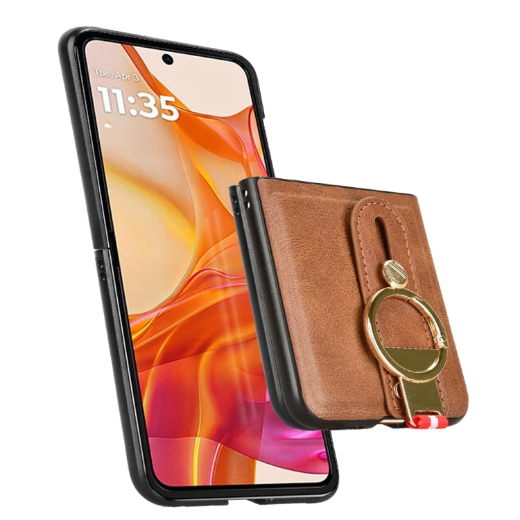 For Motorola Razr 50 Ultra Wristband Leather Back Phone Case