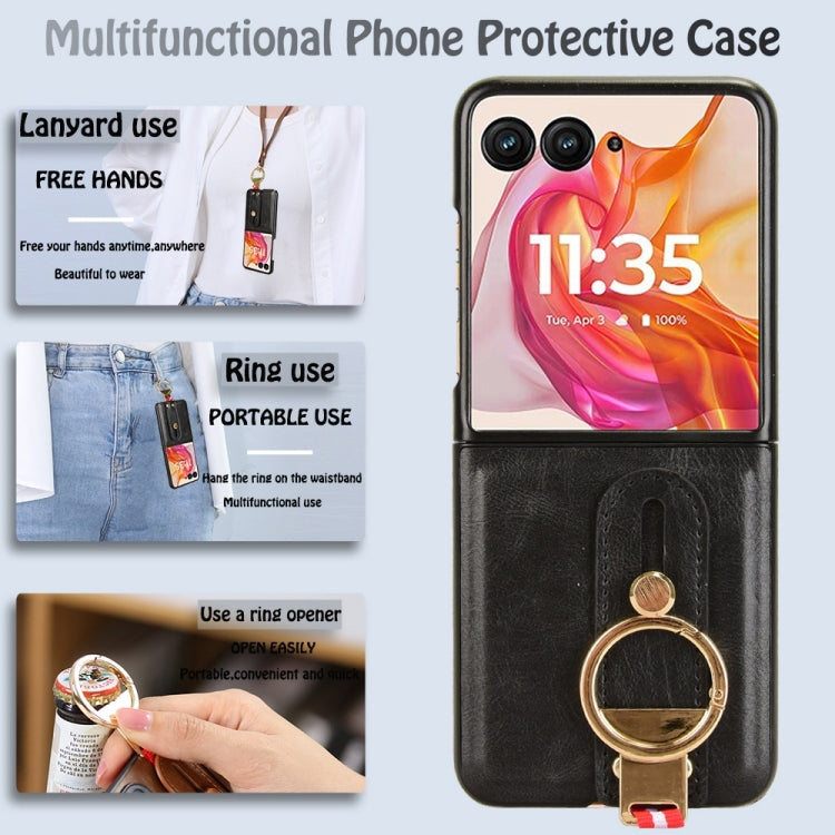 For Motorola Razr 50 Wristband Leather Back Phone Case
