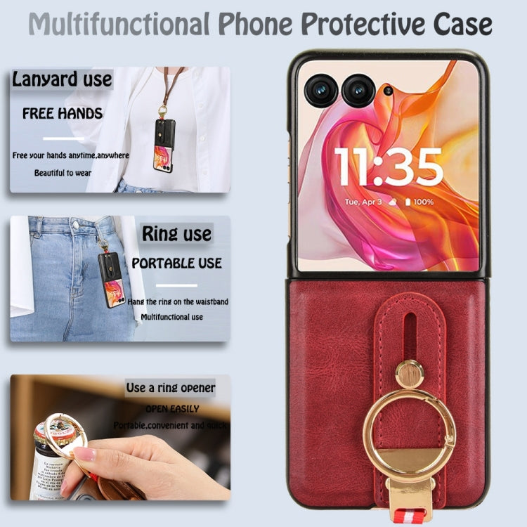 For Motorola Razr 50 Wristband Leather Back Phone Case