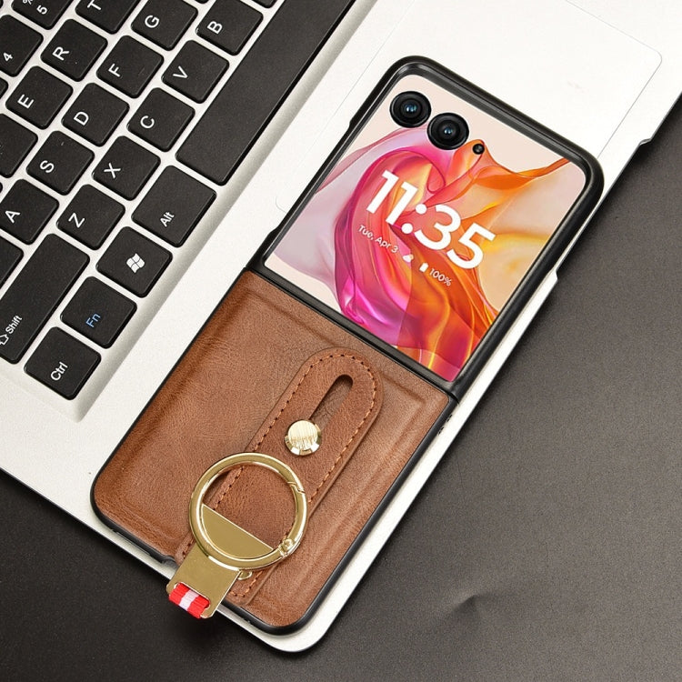 For Motorola Razr 50 Wristband Leather Back Phone Case