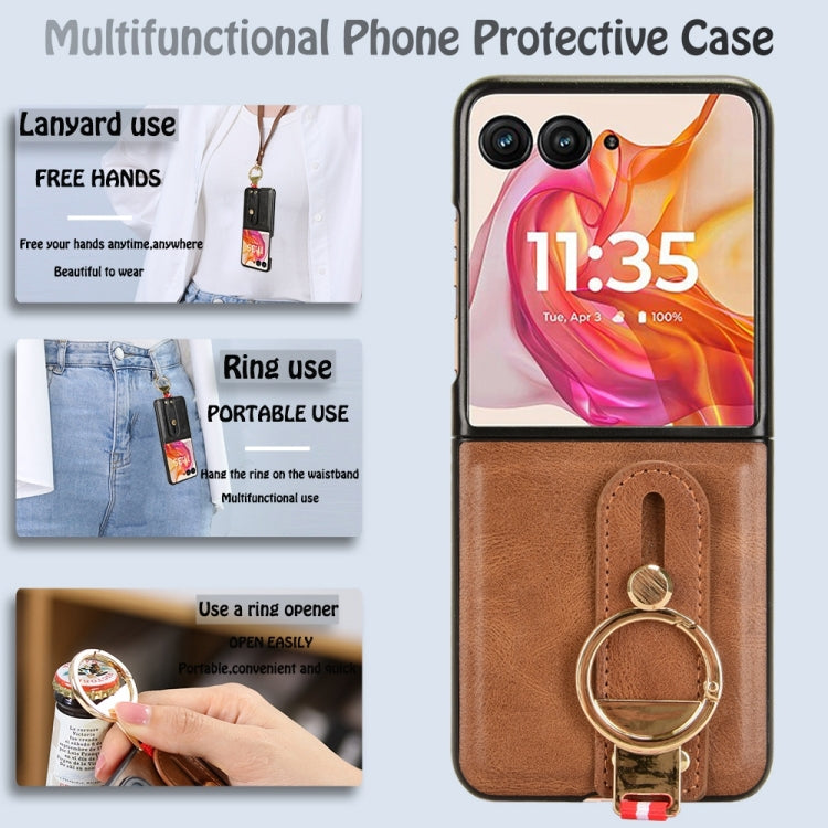 For Motorola Razr 50 Wristband Leather Back Phone Case