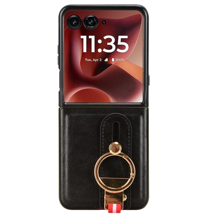 For Motorola Razr 60 Ultra Wristband Leather Back Phone Case
