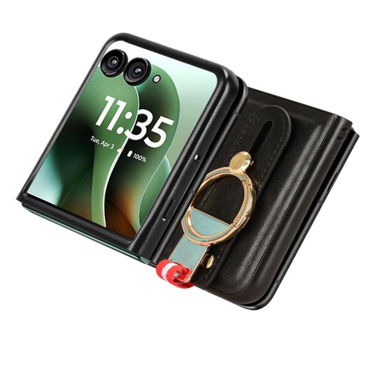 For Motorola Razr 60 Ultra Wristband Leather Back Phone Case