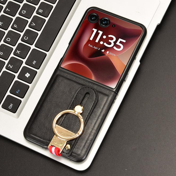 For Motorola Razr 60 Ultra Wristband Leather Back Phone Case