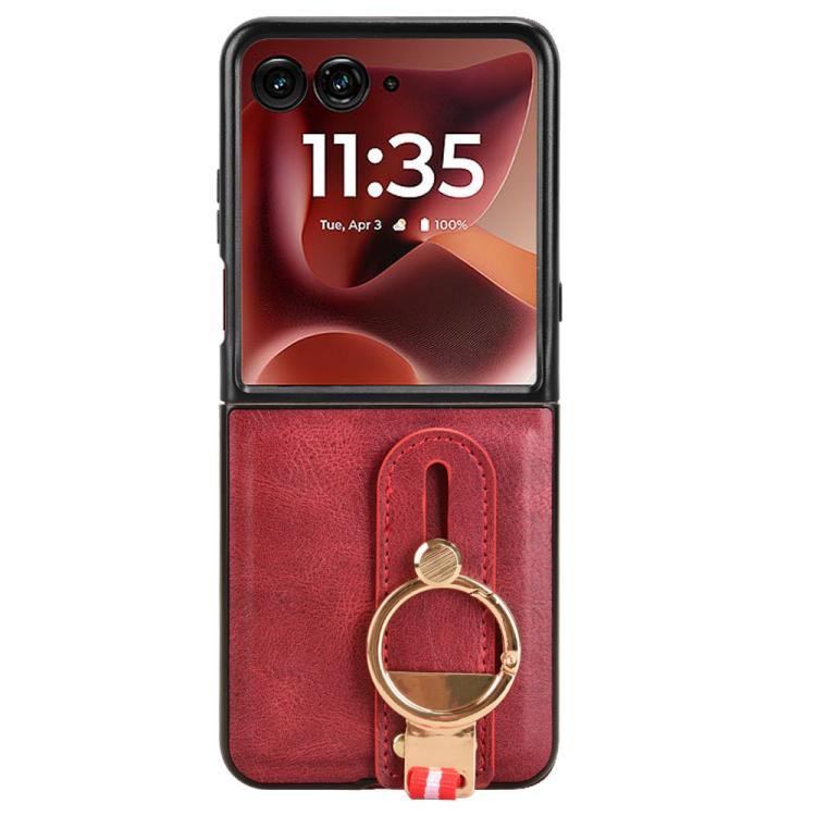 For Motorola Razr 60 Ultra Wristband Leather Back Phone Case