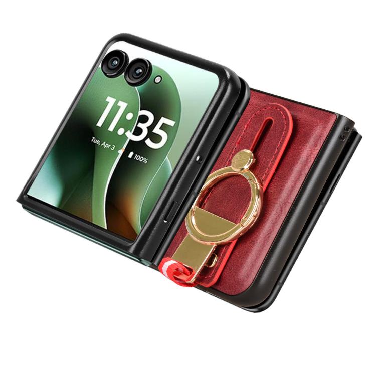 For Motorola Razr 60 Ultra Wristband Leather Back Phone Case