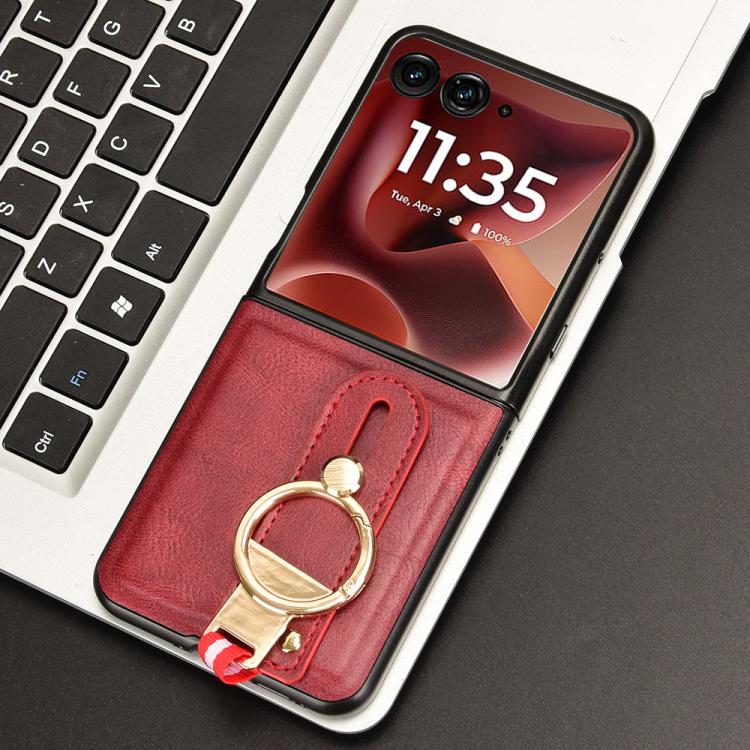 For Motorola Razr 60 Ultra Wristband Leather Back Phone Case