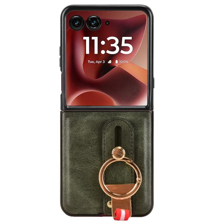 For Motorola Razr 60 Ultra Wristband Leather Back Phone Case