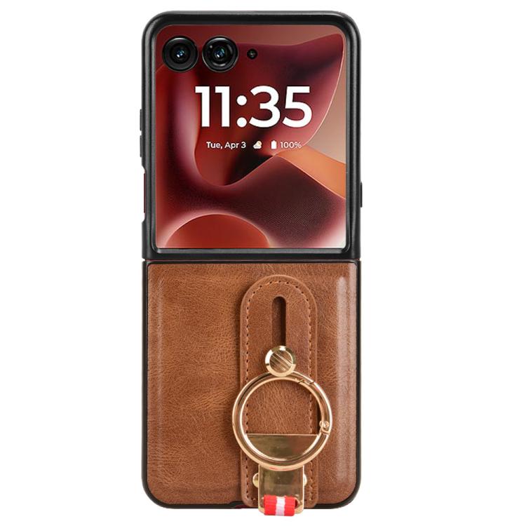 For Motorola Razr 60 Ultra Wristband Leather Back Phone Case