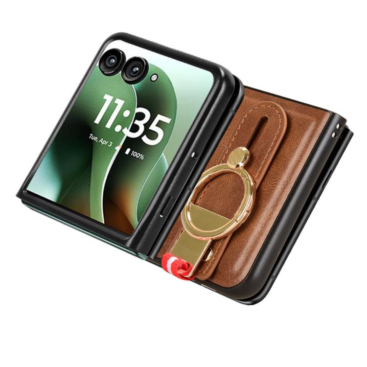 For Motorola Razr 60 Ultra Wristband Leather Back Phone Case
