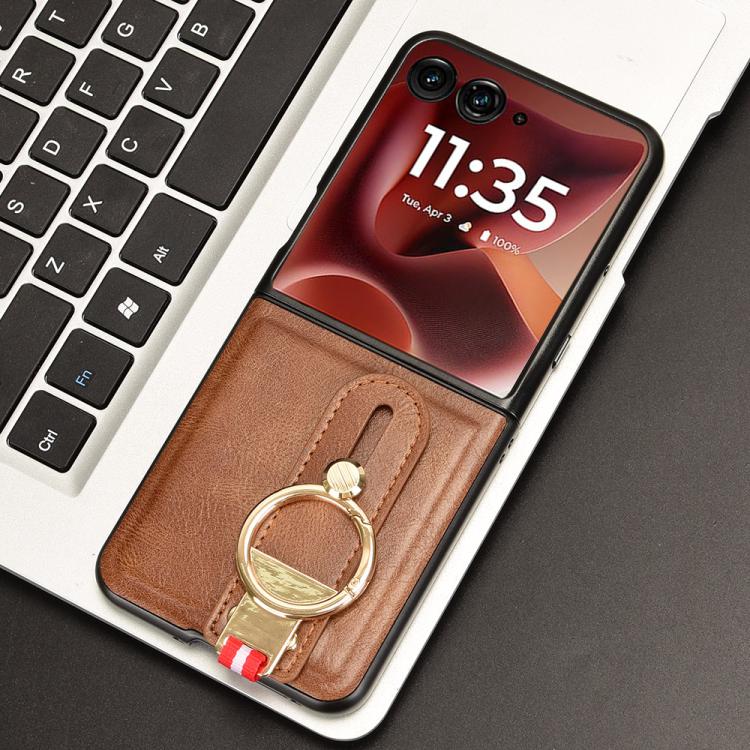 For Motorola Razr 60 Ultra Wristband Leather Back Phone Case