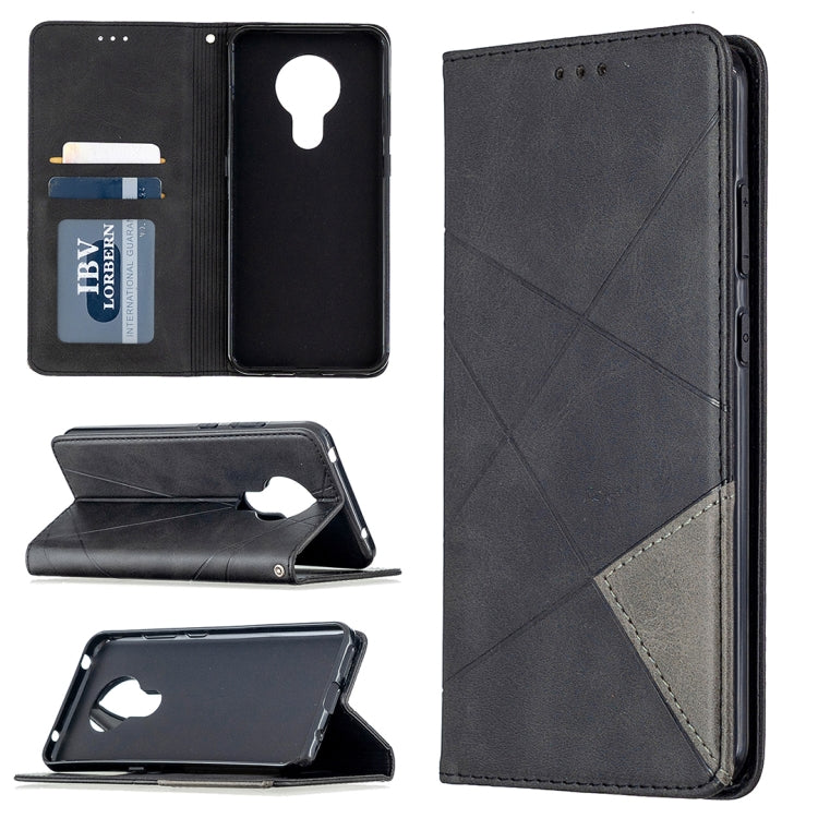 For Nokia 5.3 Rhombus Texture Horizontal Flip Magnetic Leather Case with Holder & Card Slots & Wallet