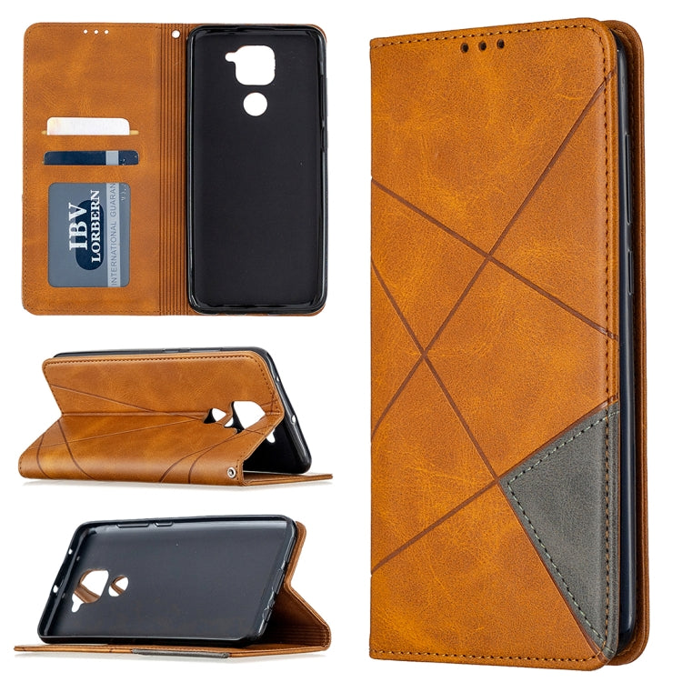 For Xiaomi Redmi Note 9 Rhombus Texture Horizontal Flip Magnetic Leather Case with Holder & Card Slots & Wallet
