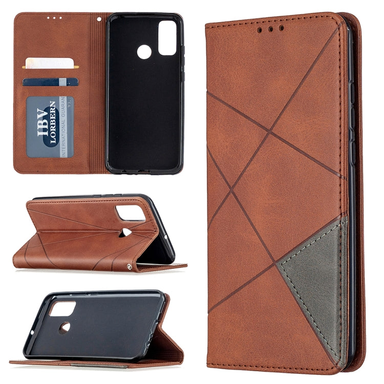 For Huawei P smart 2020 Rhombus Texture Horizontal Flip Magnetic Leather Case with Holder & Card Slots & Wallet