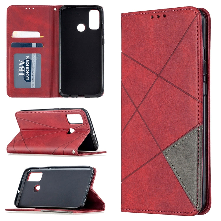 For Huawei P smart 2020 Rhombus Texture Horizontal Flip Magnetic Leather Case with Holder & Card Slots & Wallet