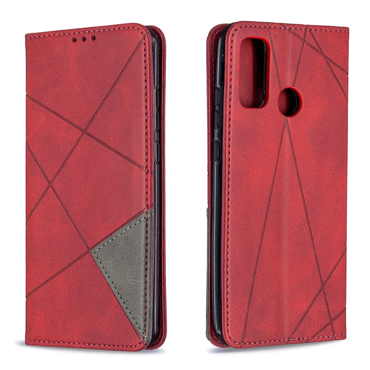 For Huawei P smart 2020 Rhombus Texture Horizontal Flip Magnetic Leather Case with Holder & Card Slots & Wallet