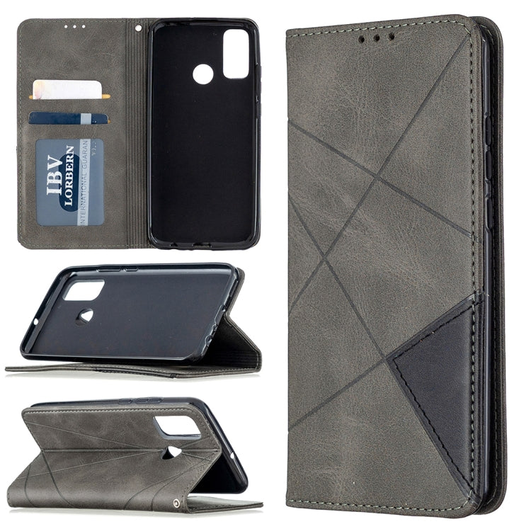 For Huawei P smart 2020 Rhombus Texture Horizontal Flip Magnetic Leather Case with Holder & Card Slots & Wallet