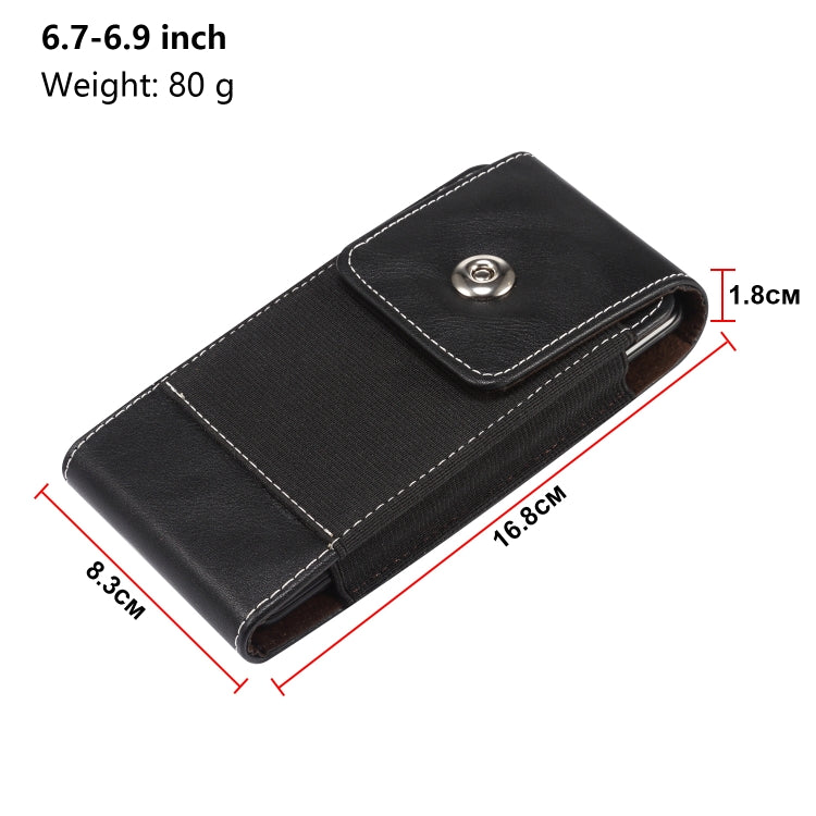 Lambskin Texture Men Leisure Simple Universal Mobile Phone Waist Pack Leather Case with Card Slot, Suitable for 6.7-6.9 inch Smartphones(Black)