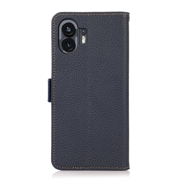 For Nothing Phone 2 KHAZNEH Side-Magnetic Litchi Genuine Leather RFID Phone Case