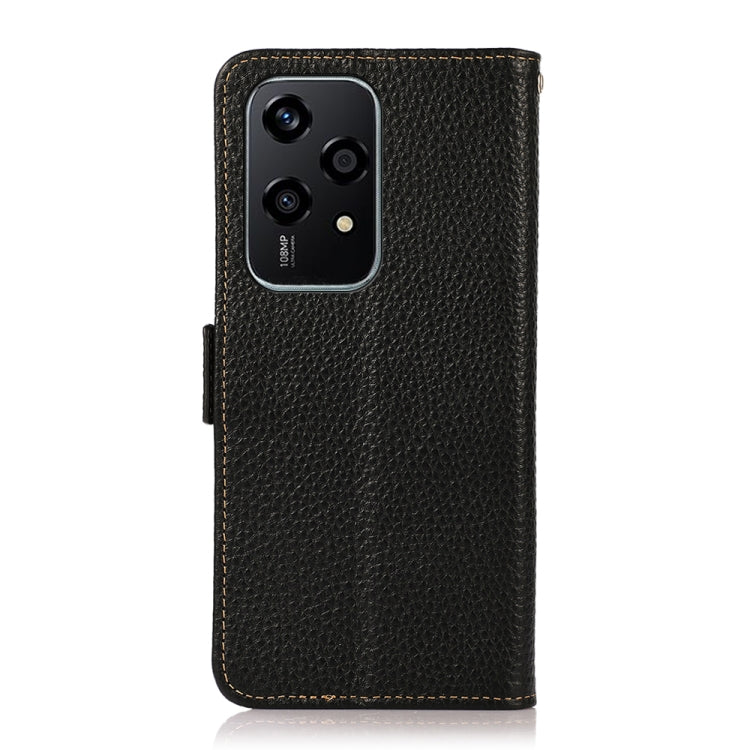 For Honor 200 Lite Global KHAZNEH Side-Magnetic Litchi Genuine Leather RFID Phone Case