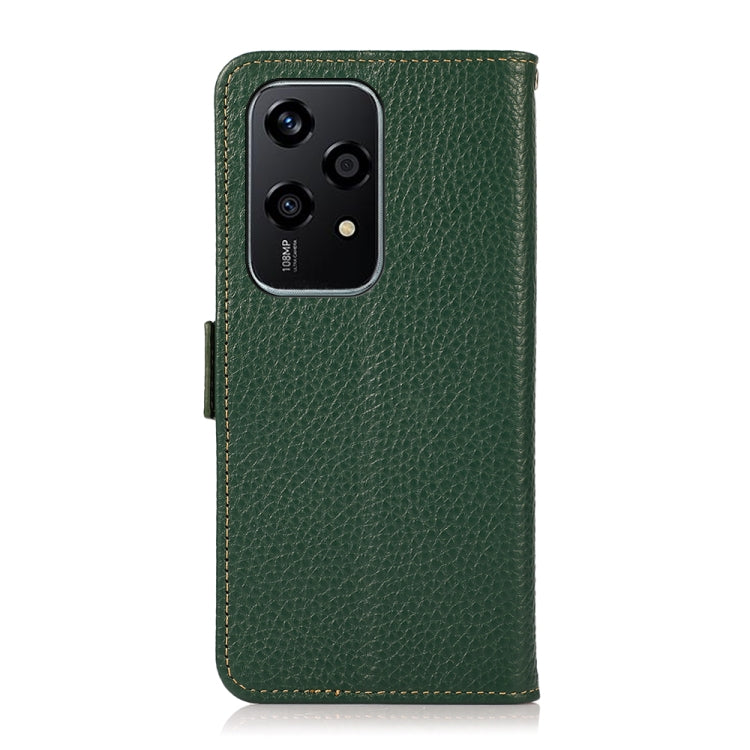 For Honor 200 Lite Global KHAZNEH Side-Magnetic Litchi Genuine Leather RFID Phone Case