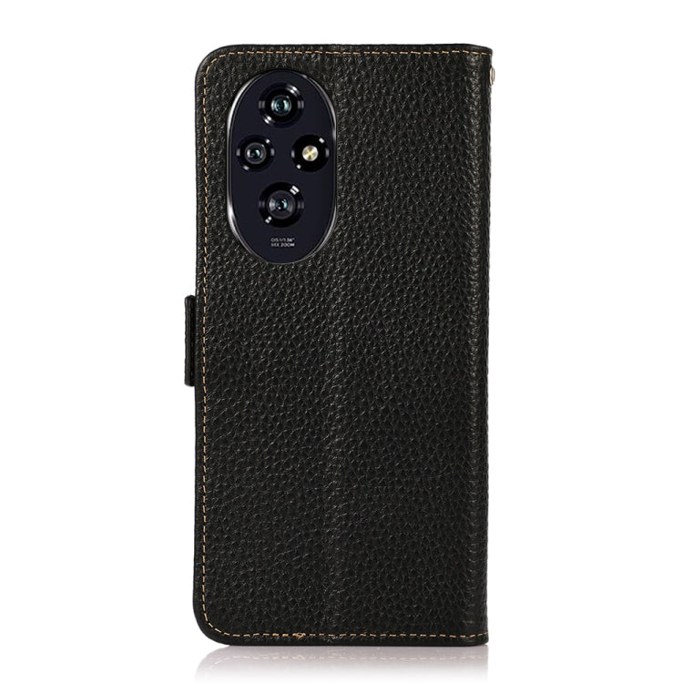 For Honor 200 KHAZNEH Side-Magnetic Litchi Genuine Leather RFID Phone Case