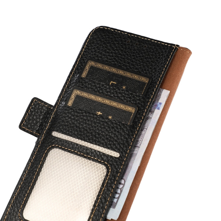 For Honor 200 KHAZNEH Side-Magnetic Litchi Genuine Leather RFID Phone Case