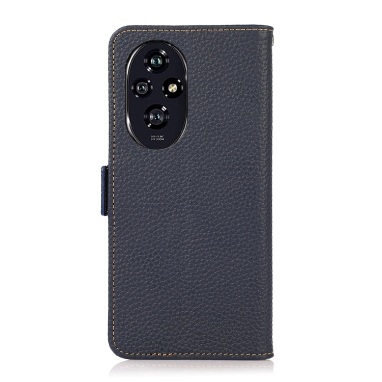 For Honor 200 KHAZNEH Side-Magnetic Litchi Genuine Leather RFID Phone Case