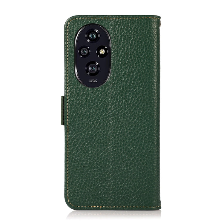 For Honor 200 KHAZNEH Side-Magnetic Litchi Genuine Leather RFID Phone Case