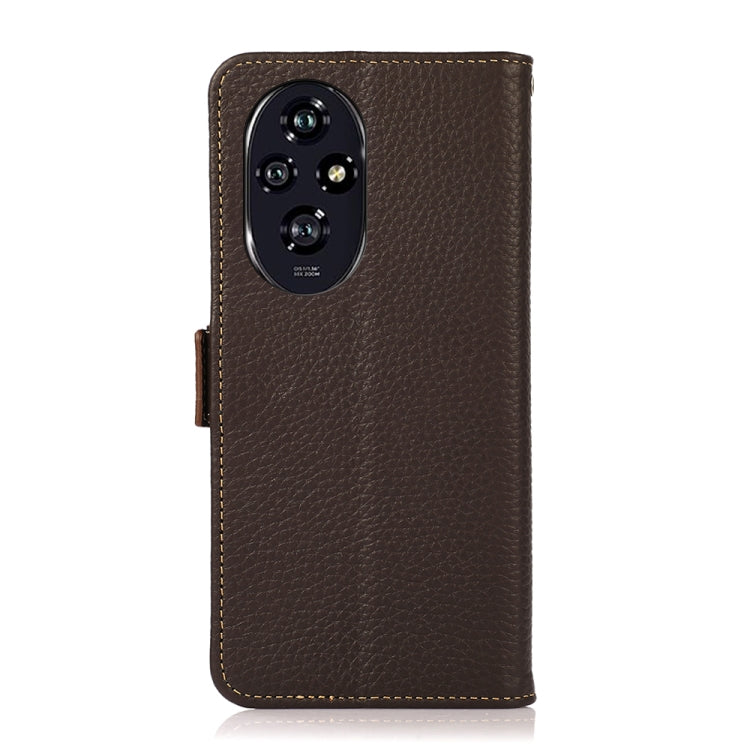 For Honor 200 KHAZNEH Side-Magnetic Litchi Genuine Leather RFID Phone Case