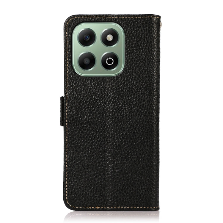 For Honor X6b KHAZNEH Side-Magnetic Litchi Genuine Leather RFID Phone Case