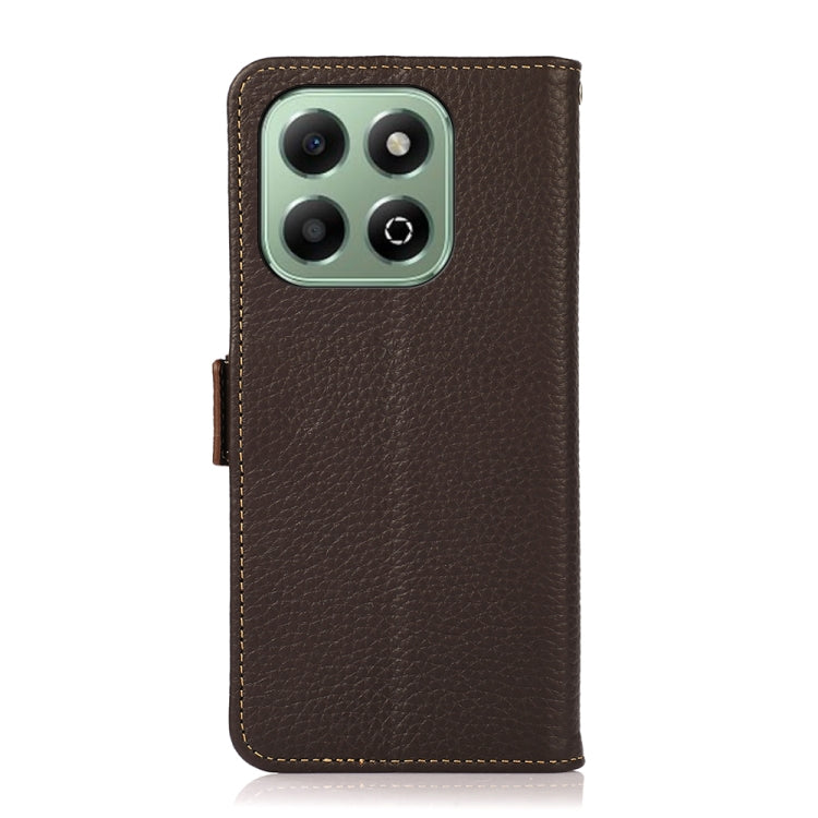For Honor X6b KHAZNEH Side-Magnetic Litchi Genuine Leather RFID Phone Case