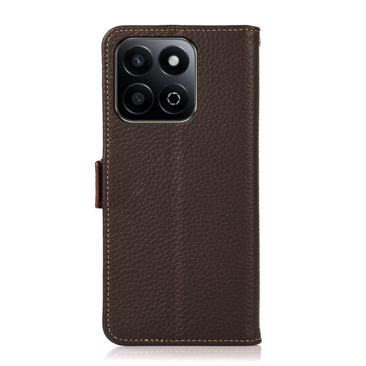 For Honor 200 Smart / Play 60 Plus KHAZNEH Side-Magnetic Litchi Genuine Leather RFID Phone Case