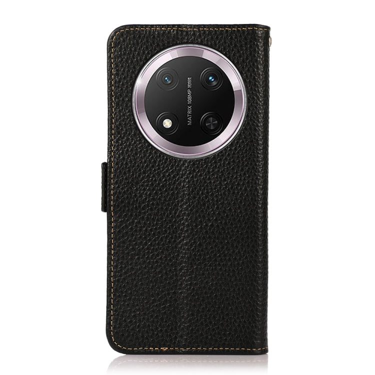 For Honor X9c KHAZNEH Side-Magnetic Litchi Genuine Leather RFID Phone Case