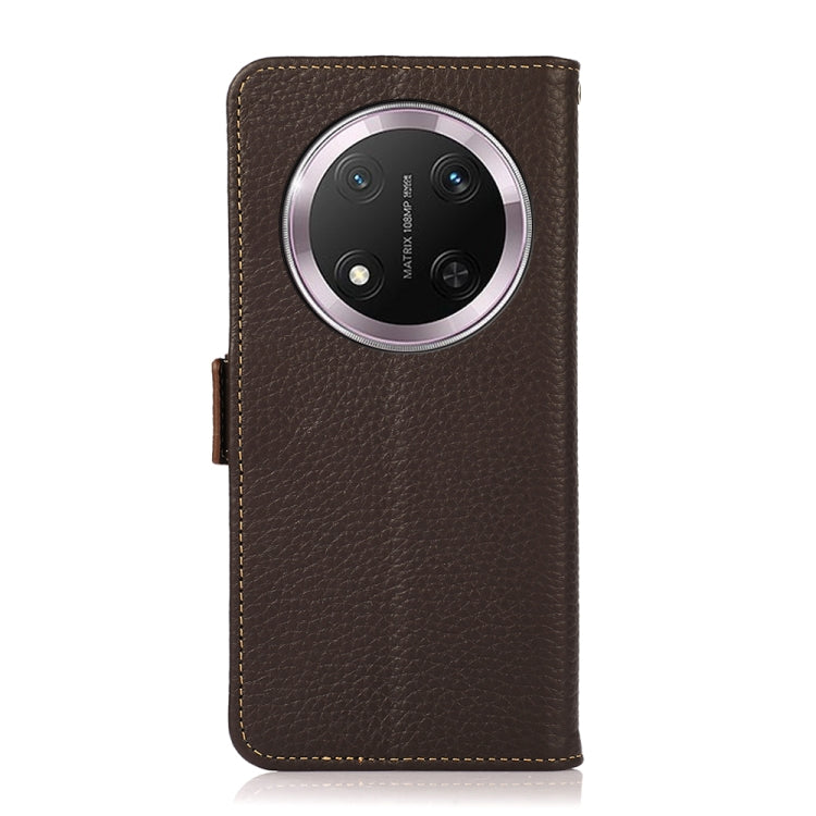 For Honor X9c KHAZNEH Side-Magnetic Litchi Genuine Leather RFID Phone Case