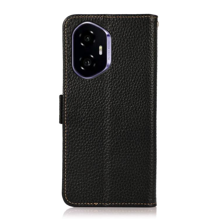 For Honor 400 Global 156.5mm KHAZNEH Side-Magnetic Litchi Genuine Leather RFID Phone Case