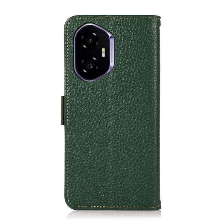 For Honor 400 Global 156.5mm KHAZNEH Side-Magnetic Litchi Genuine Leather RFID Phone Case